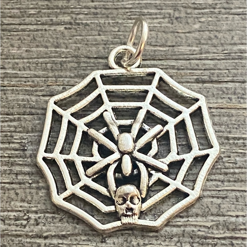 5/$10❤️❤️❤️NEW TIBETAN SILVER SPIDER In Web CHARM PENDANT